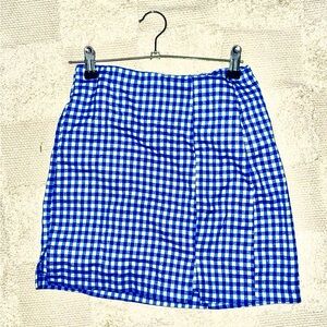 Love On A Hanger Blue Checkered Pencil Skirt
